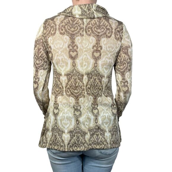 Allison Brittany Cream And Brown Cowl Neck Bohemian Top - Picture 3 of 7